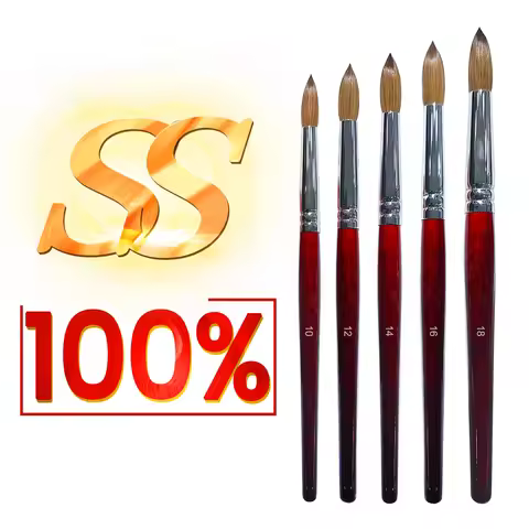 RolinStar SS quality 100% 777 Kolinsky content Acrylic dipping powder red wood penholder Round Shape