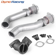 Turbo Diesel Exhaust Up Pipes Kit / Y Pipe Connector & Gasket Set For Ford 7.3L Powerstroke 1999.5-2