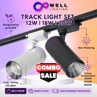 【COMBO SALE】LED Track Light Set 12W 18W 20W LED Spotlight Ceiling Track Spot Light Lampu Trek Siling