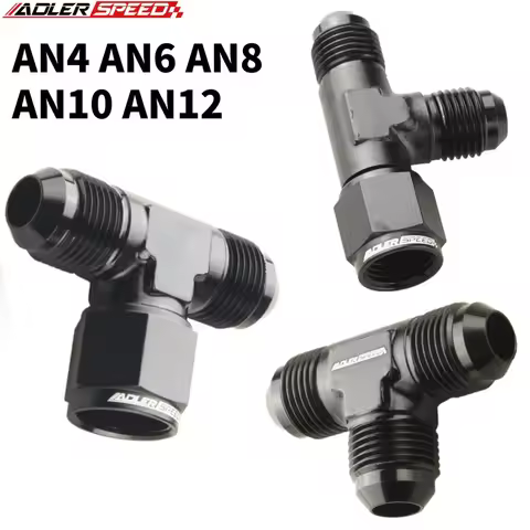 AN3 AN4 AN6 AN8 AN10 AN12 Universal Aluminum Hose Tee Connector Fitting Male To Male Female Tee On S
