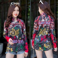 เสื้อตกปลาแขนยาว JK Thailand เสื้อกันยูวี ลาย CHADO THAI สีแดง ป้องกันรังสี UV 80% แห้งเร็ว
