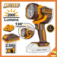 INGCO 20V LI-ION WORK LAMP 22.5W 2000 LUMENS 1X2.0AH CHARGER Model : CWLI20881