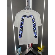T-shirt Evisu/T-shirt Uniseks Evisu T-shirt bercetak T-shirt lengan pendek baju asas 3BNB