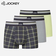 กางเกงบ็อกเซอร์ชายผ้าฝ้ายแท้ Jockey 3 ตัว กางเกงชั้นในชายทรงบ็อกเซอร์ทรงสี่เหลี่ยมแบบสวมสบายสำหรับผู