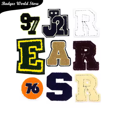 Letters R A E Number 97 76 Word Chenille Icon Towel Embroidery Applique Patches For Clothing DIY Iro
