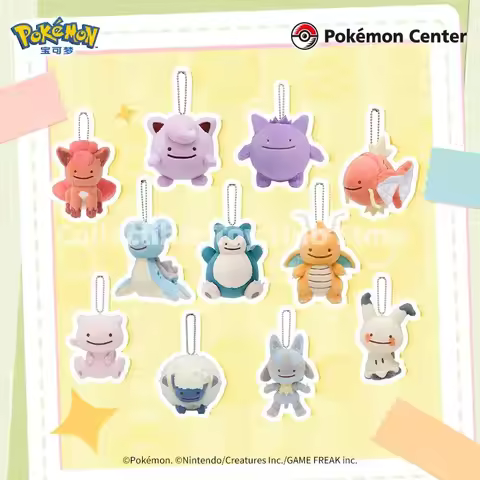 Genuine Pokemon Center Original Ditto Transformation Plush Keychain Cute Mini Pokemon Pendant Charms