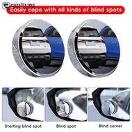 EAZYLIVING 2Pcs 360 Rotating Car Blind Spot Side Rear View Mirror Wide Angle Adjustable Round Mirror