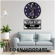 HIASAN DINDING KAYU Custom Wooden Wall Clock Wall Decoration LOGO CLUB BOLA TOTTENHAM HOTSPUR X WEST HAM UNITED DIAMETER 30cm FULL SET