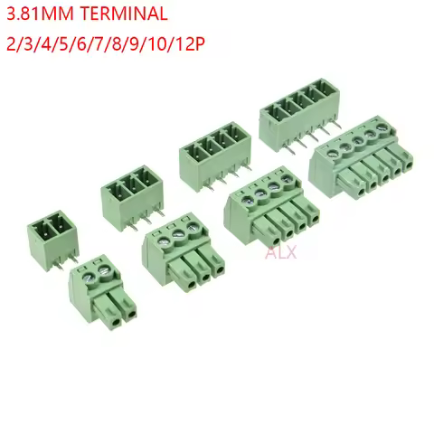 5/10Set 15Edg 2/3/4/5/6/7/8/9 Pin Right Angle Screw Terminal Block Connector 3.81mm Pitch Plug+Pin H