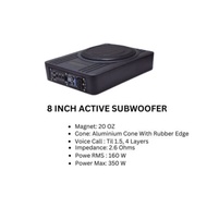 Underseat Subwoofer Car Speaker Kereta Built-In Amplifier Active Subwoofer 8 Inch