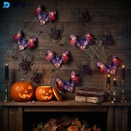 DGF  12Pcs Halloween 3D Colorful Bat Spider Wall Stickers Wall Mural Decor for Bedroom Living Room G