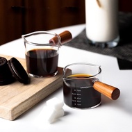 Measuring cup espresso glass double mouth bottle coffee share pot wooden handle glass