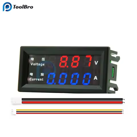 4-Digit High Accuracy LED Digital Voltmeter Ammeter 0.28" 0-100V 0-200V 10A Car Battery Voltage Curr