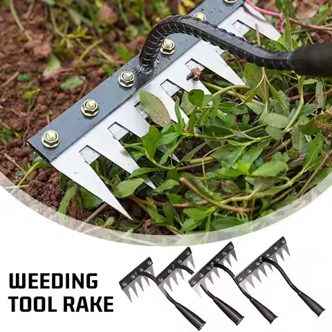 5/6/7/8 Teeth Garden Rakes Weeding Tool Hand Agricultural Nail Harrow Metal Harrow Effortless Soil T