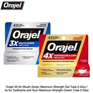 ♞,♘,♙Orajel 3X for Mouth Sores: Maximum Strength Gel Tube 0.42oz / 4x for Toothache and Gum Cream 0