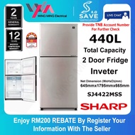[ Save 4.0 ] Sharp 440L Refrigerator 2 Door/Peti Ais 2 Pintu Inverter (SJ4422MSS) Peti Sejuk/Fridge/