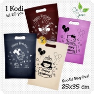 1 Kodian isi 20 pcs Tas Kain Spunbond Goodie Bag Ultah Ukuran 25x35 Karakter Ulang Tahun Anak Laki L