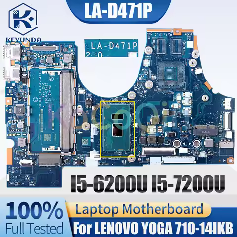 LA-D471P For LENOVO YOGA 710-14IKB Notebook Mainboard I5-6200U I5-7200U Laptop Motherboard Tested