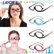 LAYORSG Folding Eyeglasses, Colourful Frame Eyewear Rotating Makeup Reading Glasses, Fashion Vision 