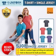 [Original Brand] Oren Sport SJ08 Unisex Single Jersey Short Sleeve Collar Shirt / Customize Logo T-S