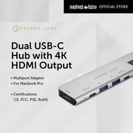 [PEPPER JOBS] Dual USB-C Hub with 4K HDMI output for MB Pro 13"/15"/16" & MBA [TCH-MBP7+]