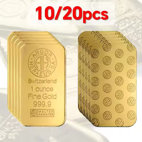 1~20pcs Switzerland 1 Ounce Argor Heraeus Gold Bars Suisse Gold Bars Iron Gold Plated Bullion Souven