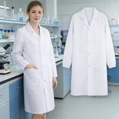 Hospital Clinic Lab Coat Long Short Sleeve For Doctor Nurse Student Uniform
