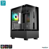 เคสคอมพิวเตอร์ Tsunami Lite Series Bast Panorama MATX Gaming Case with ARGB Cooling Fan X1 รับประกัน