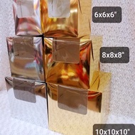 WCW 6/8/10/12 inch Gold &amp; Silver Color L-Shaped Window Cake Box