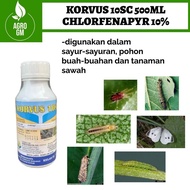 Korvus 10sc 500ml Racun Serangga CHLORFENAPYR 10% Racun Hama Merah Plutella Ulat Thrips (Sama sepert