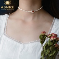 ASHIQI Freshwater Pearl Choker Necklace Natural Agate 925 Sterling silver Jewelry for Woman Fashion Gift