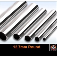 12.7mm (1/2") Round Stainless Steel S304 BA Ornamental Pipe / Tube (besi tahan karat)