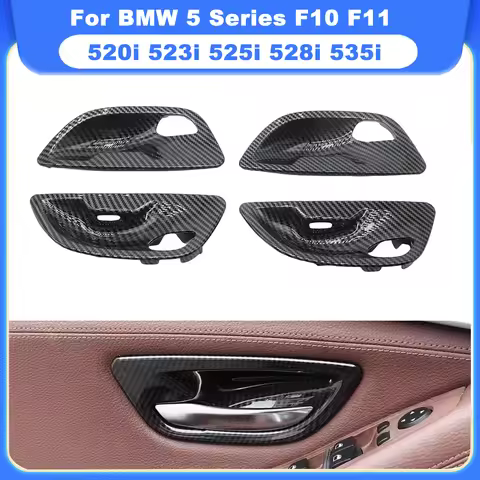 Fiber Interior Door Panel Opening Handle Bowl Cover Trim Replacement For BMW 5 Series F10 F11 520i 5