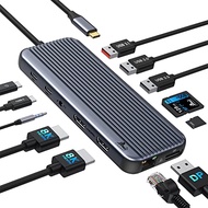 Dual HDMI Docking Station USB C to 2 Monitor 4@60Hz, LIONWEI USB C Hub with 4K@120Hz HDMI, DP, 10Gbp