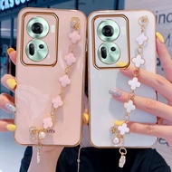 Phone Case for OPPO Reno11 Pro 5G Reno 11 11Pro Reno11Pro Global Version 2024 New Smartphone Casing with Leaf Bracelet Softcase for Girls Back Cover