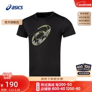 亚瑟士ASICS运动T恤男子跑步短袖透气舒适运动上衣 2011D076-001 黑色 M