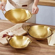 Honeycomb Non-Stick Stainless Steel Wok with GoldHandle / Stainless Steel Honeycomb Wok Kuali