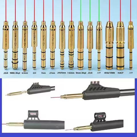 .177/22LR/.223Rem/9mm/.38spl Tactical Laser Bore Sight Cal Red Laser Boresighter Barrel for GLOCK Re