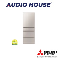 MITSUBISHI MR-WZ61K-C-P  608L 6 DOOR FRIDGE  GLASS GREIGE  3 TICKS  W685xH1833xD738MM  1 YEAR WARRAN