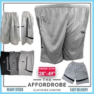 [Saiz Besar] Seluar Pendek Soft Cotton Sporty T90 Jalur Pinggang Getah 2 Poket Tepi /Extra Big Size 