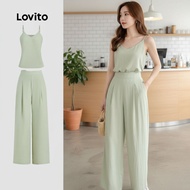 Lovito Baju Atasan Kasual Wanita Musim Panas/Musim Bunga Plain Pleated L131ED462