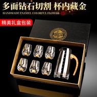 White Wine GlassGold Foil Liquor Glass Set Glass Small One Shot Cup Household Lead-Free Crystal Jins