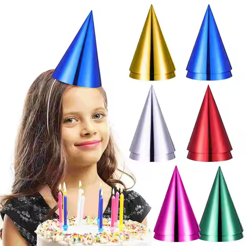12 Pcs Aldult Party Hat Child Christmas Ornaments Cups Paper Dispenser Metallic Cone Hats