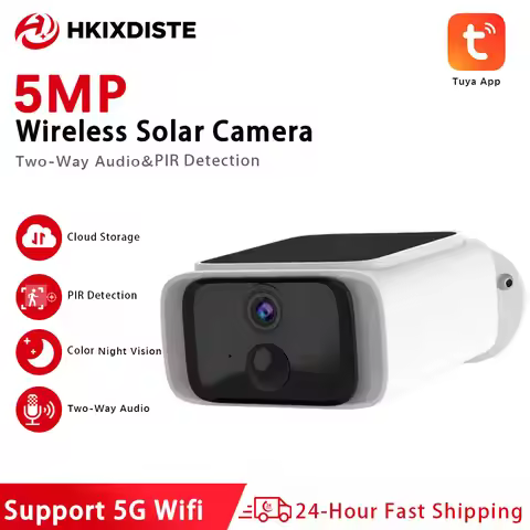 5G WiFi Tuya 5MP Solar Security Camera Wireless Outdoor Camera For Home Fix Solar Panel Waterproof S