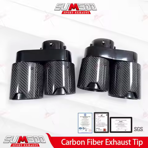 Genuine SUMSOO Double-out Real Carbon Fiber 304 Stainless Steel Cars Accessories Exhaust Tip For G05