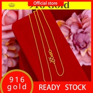 【Quick Delivery】True Gold Chain Gold 916 Original Malaysia Necklace for Women Bead Chain Gold Round 