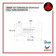 ♣❁۞Doe Stopcock Cross Handle Concealed  (Full Turn) Stopcock RX60F(RP) 1/2" | Shower Stopcock | Bathroom Stopcock