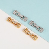 S926 Silver Inlaid Zircon Pearl Clasp Necklace Bracelet DIY Accessories Single Row Double Row Clasp