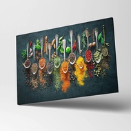 Colourful Indian Spices & Herbs Kitchen Pictures Wall Decor Couful Spice in Spoon Vintage Wall Art F