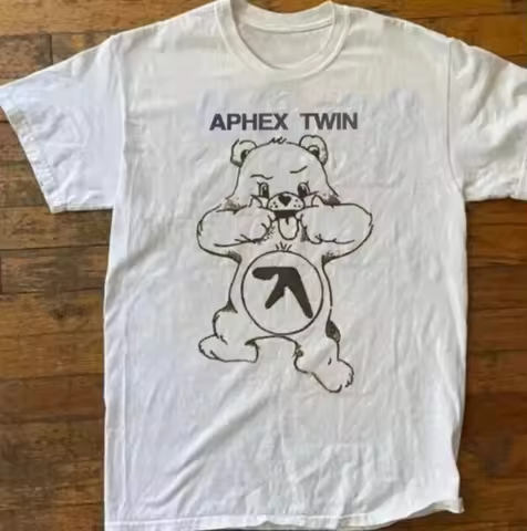 Retro Street Style Aphex Twin Bear Pattern T-shirt Fan Gift Retro Street Style Daily Casual Comforta